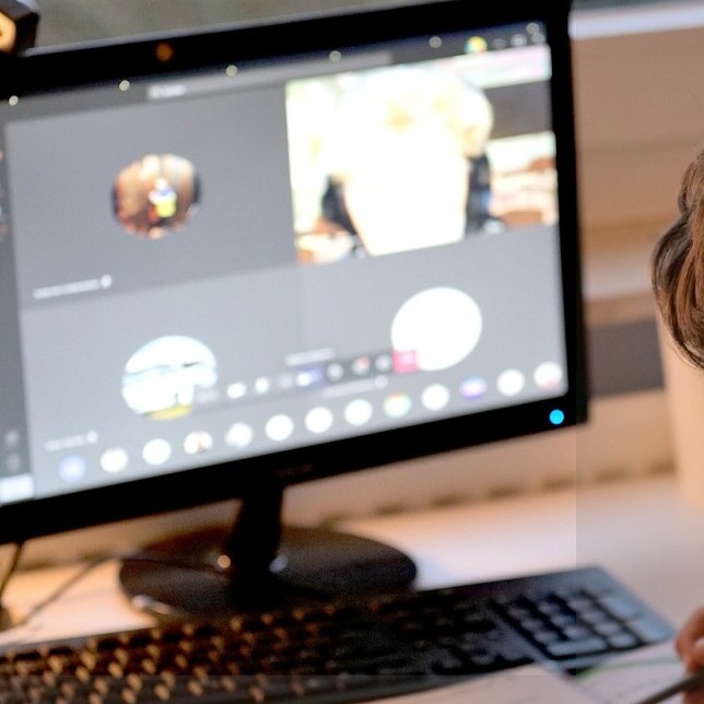 person watching video