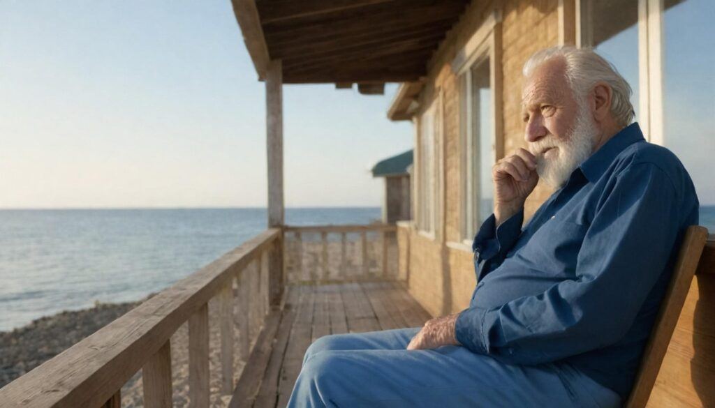 Image of reitired man sitting on porch