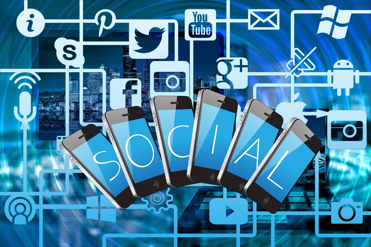 Colorful image of various social media icons