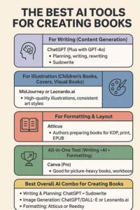 infographic describing best AiI tools for creating books
