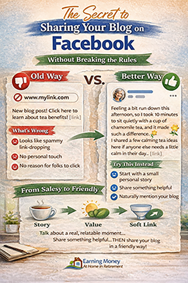 Infographic Imae with info on how to share blogs on Facebook without breaking the rules